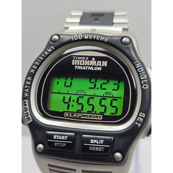 1998 Timex Ironman Triathlon 8 Lap Watch 100M Indiglo Stainless Band New Battery - Picture 4 of 11